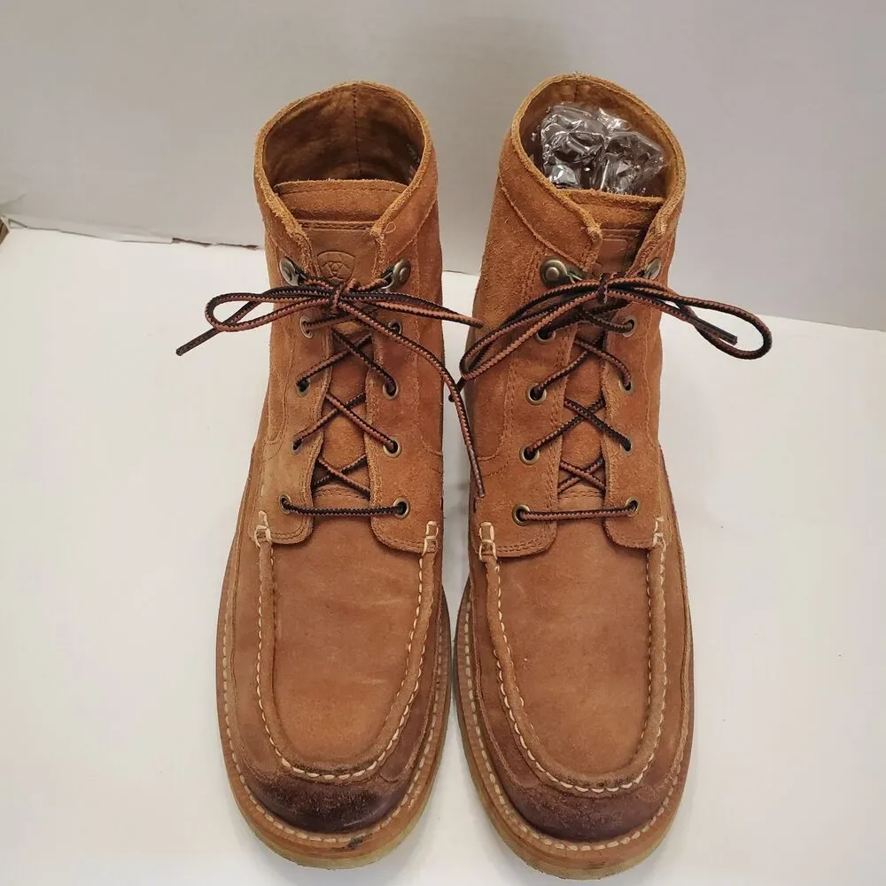 Ariat Buckshot Lacer Cowboy Boots Men’s 10D Tan Suede Lace Up 10010269
